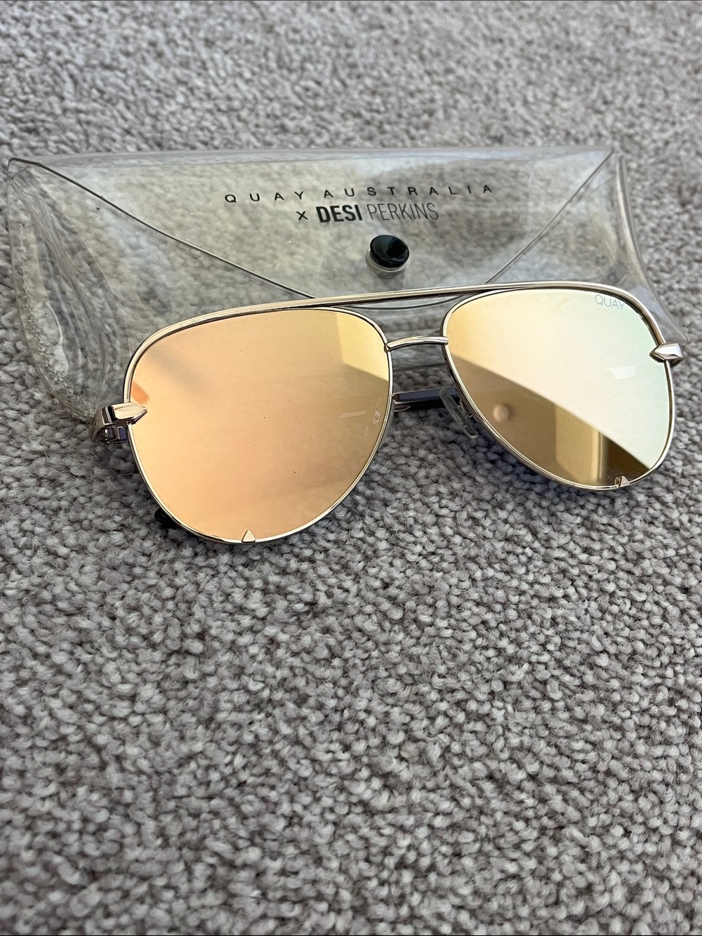 Quay Australia Rose Gold Mirrored Aviator Sunglasses